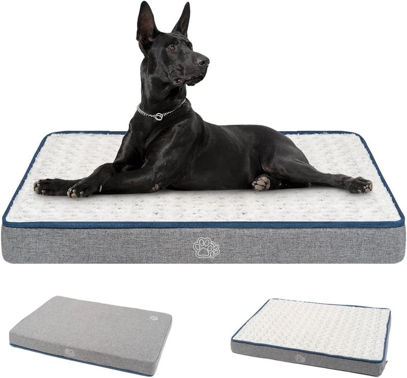 EMPSIGN Reversible Cool and Warm Dog Bed for Crate Pad, Pet Beds with Washable and Removable Cover, Dog Crate Beds Sleeping Mats, Beds for Dogs Crate for Large Medium Small Dogs, Grey - Image 1